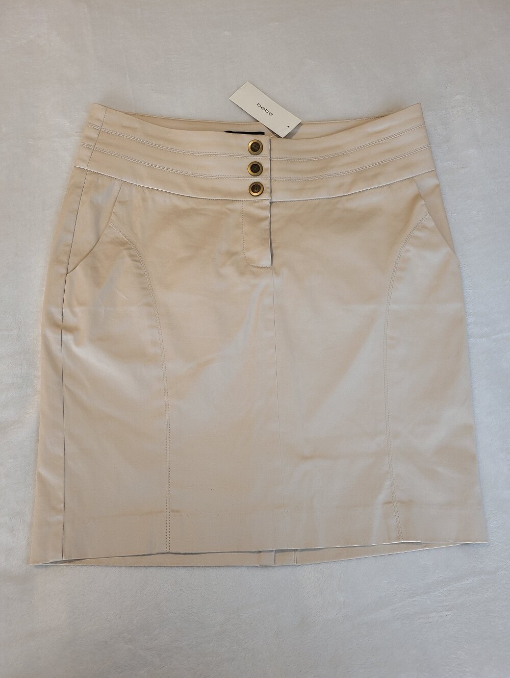 VTG Bebe Sahara Desert Wise Waistband Claire Pencil Skirt Size 6